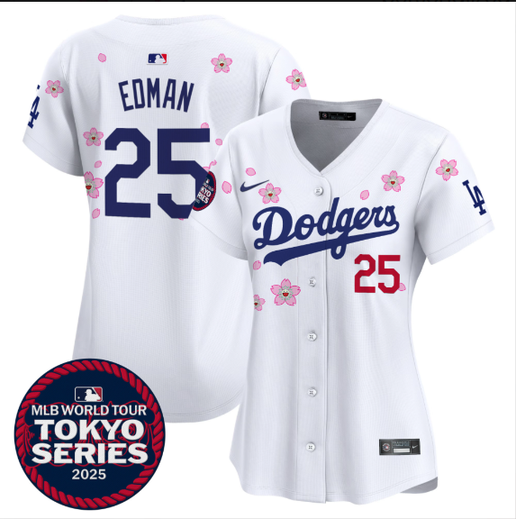 Women Los Angeles Dodgers #25 Edman Tokyo Series 2025 white Limited Stitched Jersey->women mlb jersey->Women Jersey
